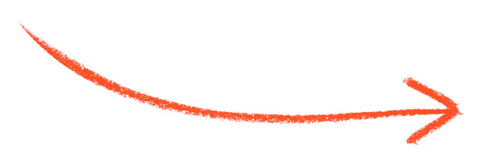 Fototapeta premium Red arrow symbol colored pencil isolated on transparent background