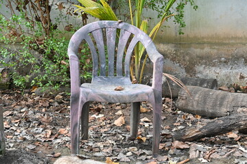 old rusty sitting chair  in the forest