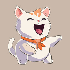 Cute and funny cat laughing vector illustration