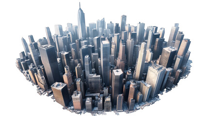 Futuristic Circular Cityscape Aerial View with Skyscrapers