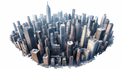 Futuristic Circular Cityscape Aerial View with Skyscrapers