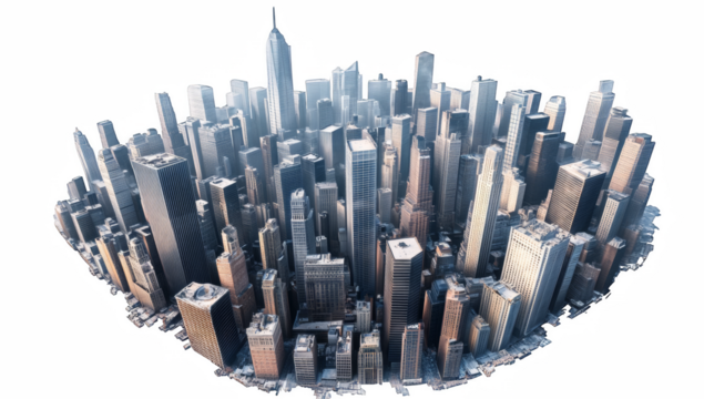 Futuristic Circular Cityscape Aerial View with Skyscrapers