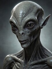 Mysterious Extraterrestrial Being with Smooth Grey Skin