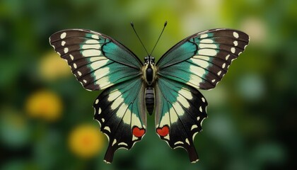 Fototapeta premium A vibrant butterfly with intricate wing patterns.