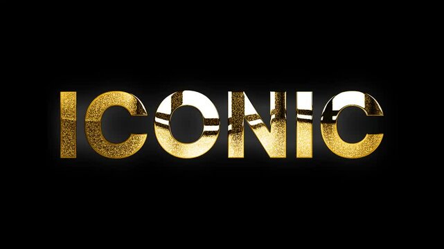 Iconic text design with golden glitters shine animation video