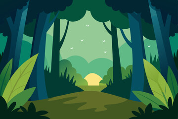 Serene Forest Path A Tranquil Nature Illustration