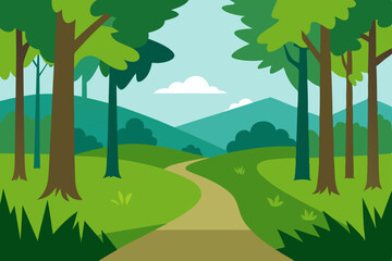 Serene Winding Path Through Lush Green Forest Landscape A Tranquil Nature Scene