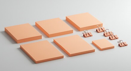 Fototapeta premium Peachy Pastel Notepads and Clips Ready for Organization