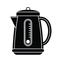 Electric Kettle Silhouette Vector Illustration on White Background 