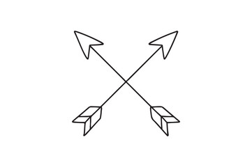 Cross arrows continuous one line drawing minimalism design