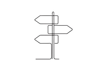 Obraz premium Signpost with arrows continuous one line drawing minimalism design