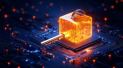 Glowing key unlocks digital cube on circuit board