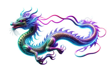 Fototapeta premium Vibrant neon chinese dragon digital art