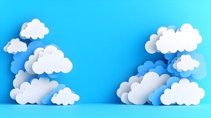 Paper clouds on blue background, website header