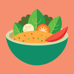 Vegan Buddha Bowl vector illustration of a healthy food