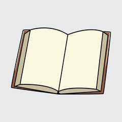 An Open book in cartoon illustration isolated on a light background