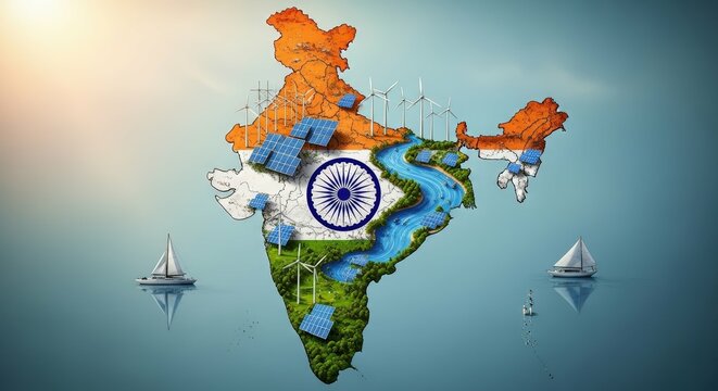 India renewable energy wind solar power map sustainability environment future