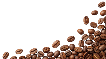Roasted Coffee Beans Scattered on White Background Aromatic Coffee Beans