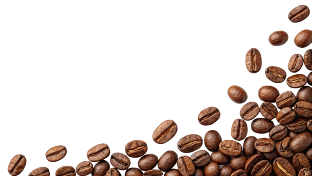 Roasted Coffee Beans Scattered on White Background Aromatic Coffee Beans