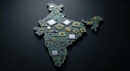 India map made of computer chips semiconductor industry technology concept