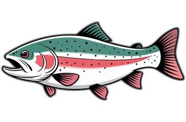 Fish on a hook on a white background, a marine animal vector illustration symbolizing nature's aquatic food chain.