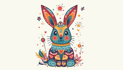 Colorful decorative rabbit illustration.