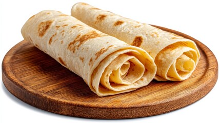 Soft Taco Dough Rolled Out and Neatly Arranged on a Wooden Plate