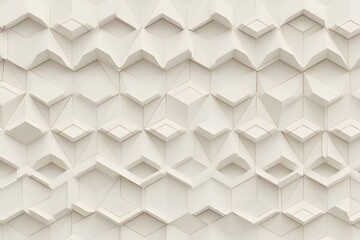 Fototapeta premium Abstract geometric pattern of 3D shapes, off-white color, textured surface