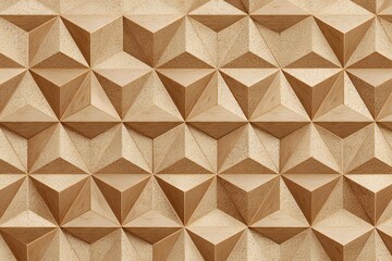 A geometric wooden pattern that exudes precision and natural warmth. The intricate design with 3D triangles that creates a visually stunning and textured effect