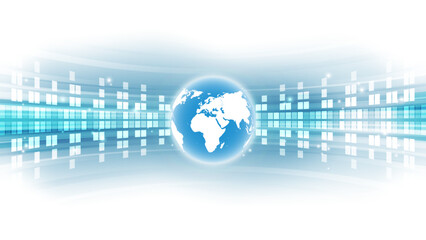 abstract blue background with world map and business graph. vector illustration