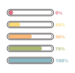 Obraz premium Set of box process icon collection from 0% to 100% with soft colors. growth process icon with percentage