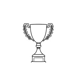 Award Winning Trophy: A simple line art illustration depicts a classic trophy with laurel wreaths, showcasing its elegant design and symbolic meaning of victory.
