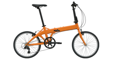 Vibrant orange folding bike featuring a lightweight frame ideal for urban commuting or recreation.