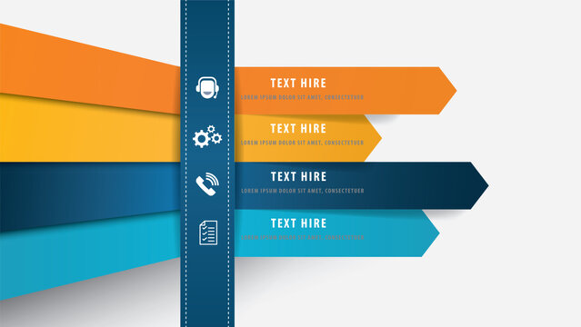 Infographic modern combination with colorful arrow banners and communication icons, creative business concept with vibrant design