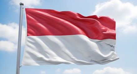 Waving national flag against cloudy sky