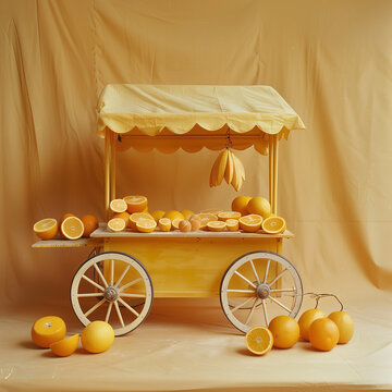 Colorful Orange Fruit Stand &ndash; Citrus Display with Retro Vibes