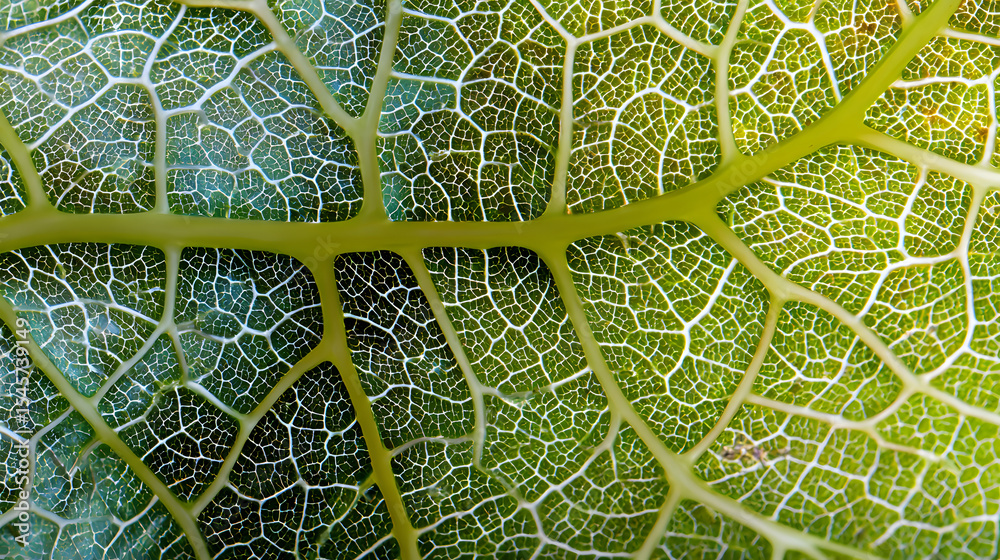 Wall mural intricate leaf veins: a detailed macro photograph showcases the delicate and complex network of vein