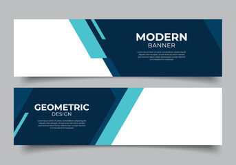Abstract modern geometric shapes web banner for presentation or business template horizontal design background