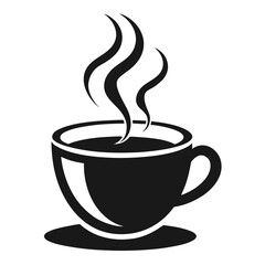 Hot coffee cup icon simple black and white illustration