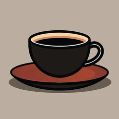 Simple illustration of a cup of coffee on a saucer