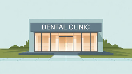 Dental clinic with a large window and a sign that says "Dental Clinic"