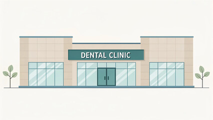 Large building with a green sign that says "Dental Clinic" on it