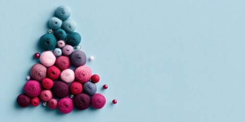 National Sewing Machine Day Christmas Tree Made of Yarn Balls with Craft Elements for Holiday Season and Black Friday Marketing Campaigns
