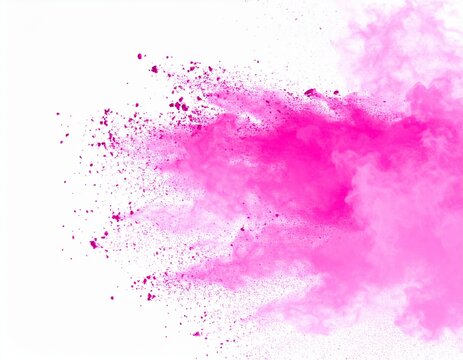 Slow motion capture of pastel pink powder exploding on white background