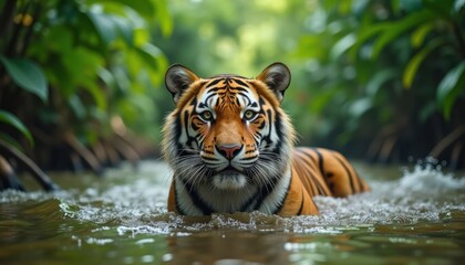 Obraz premium Tiger in a jungle stream.