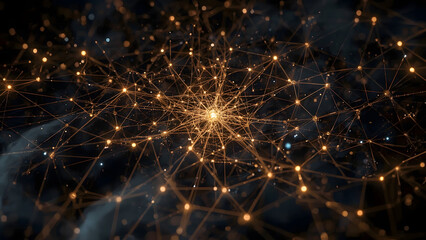 Abstract Network Connections with Glowing Nodes, Digital Connectivity and Big Data Concept, Futuristic Technology and Communication Background