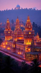 Fototapeta premium Illuminated Temples At Dusk