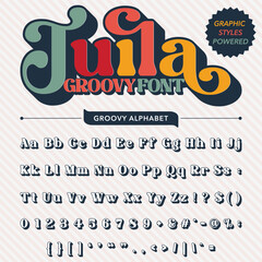  Serif Groovy Retro Vintage Bold Font alphabet vector file