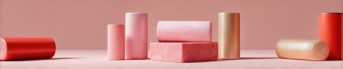 Obraz premium Dreamy Solar Battery Collection in Blush Pink with Soft Lighting Featuring Sealed Lead Acid Energy Storage for Versatile Power Solutions and Backup Systems