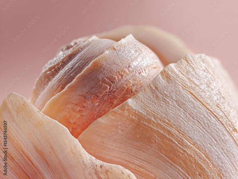 Aufkleber dreamy macro seashell texture in soft blush and coral tones with organic curves for nature study and